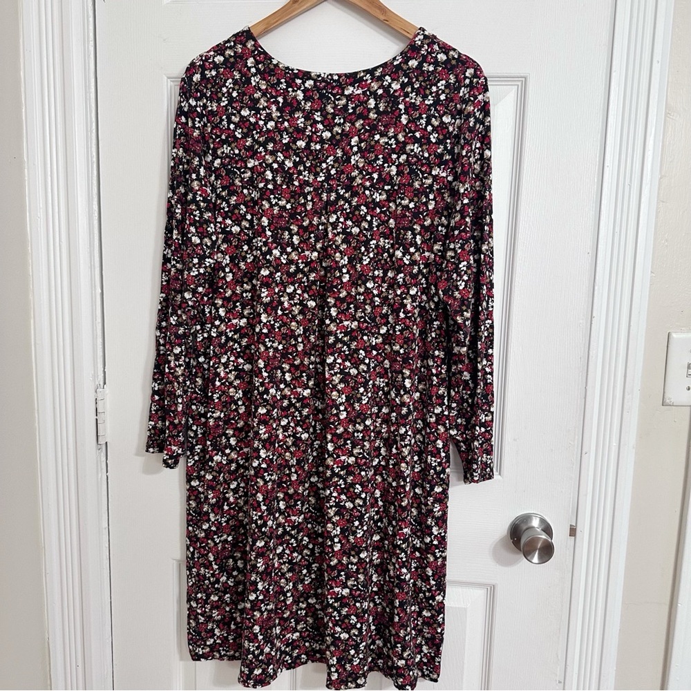 J. Jill Wearever Floral Tunic Dress XL Rayon Spandex Stretch Relaxed - Picture 2 of 7